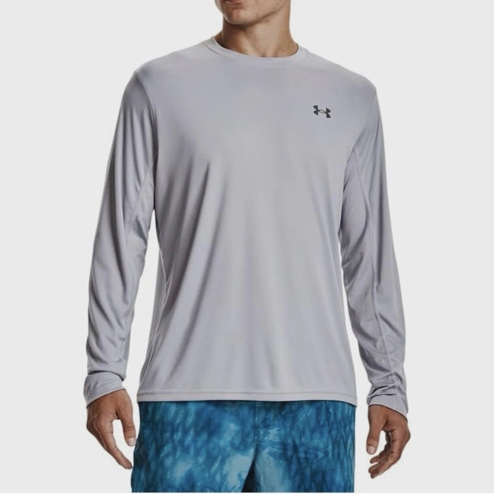 Under Armour Drift Tide Crewneck Loose Long Sleeve Tee Gray 2XL XXL